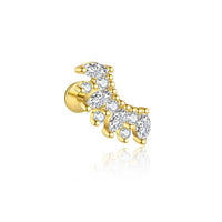 Oval Three-Leaf Crown Crystal Tassel Earring (Single)