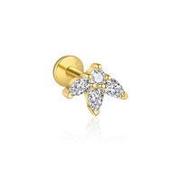 Oval Three-Leaf Crown Crystal Tassel Earring (Single)
