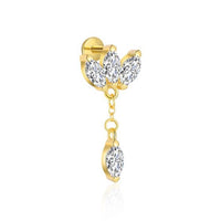 Oval Three-Leaf Crown Crystal Tassel Earring (Single)