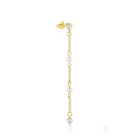 18K Yellow Gold Bow-Knot Shell Pearl Tassel Earring (Single)