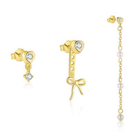 18K Yellow Gold Bow-Knot Shell Pearl Tassel Earring (Single)