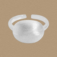Classic Geometry Frosted Oval 925 Sterling Silver Adjustable Ring