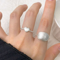 Classic Geometry Frosted Oval 925 Sterling Silver Adjustable Ring