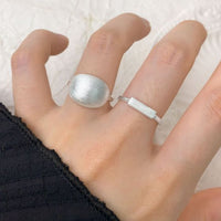 Classic Geometry Frosted Oval 925 Sterling Silver Adjustable Ring