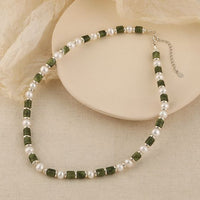 Emerald Column Pearl Necklace in 925 Sterling Silver