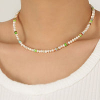 Resort Wind Natural Pearl Necklace, 925 Sterling Silver