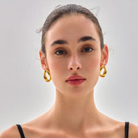 Irregular Hollow Circle Sterling Silver Stud Earrings