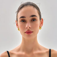 Oval Bean Electroformed Stud Earrings