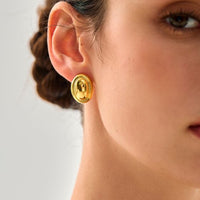 Oval Bean Electroformed Stud Earrings