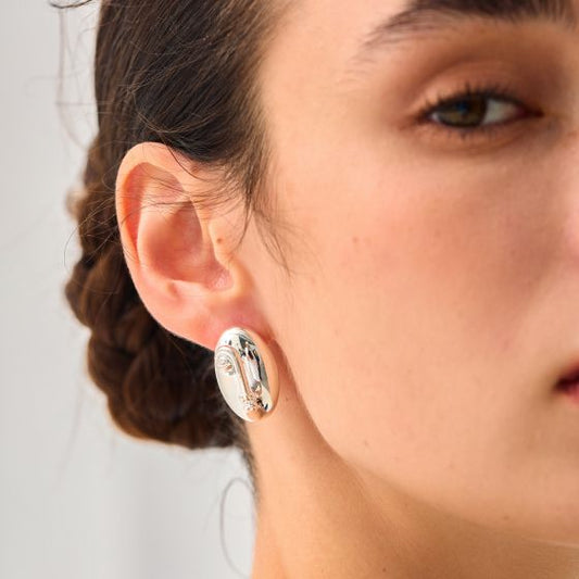 Electroformed Oval Portrait Statement Earrings