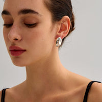 Electroformed Oval Portrait Statement Earrings