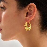 Classic U-Shape Rivet Chunky Hoop Earrings