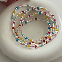Colorful Opal Bamboo Bracelet, 925 Sterling Silver