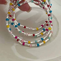 Colorful Opal Bamboo Bracelet, 925 Sterling Silver