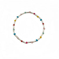 Colorful Opal Bamboo Bracelet, 925 Sterling Silver