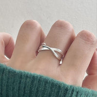 Double Layer X Cross Adjustable Ring, .925 Sterling Silver