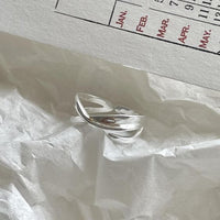 Double Layer X Cross Adjustable Ring, .925 Sterling Silver