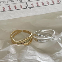 Double Layer X Cross Adjustable Ring, .925 Sterling Silver