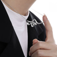 Modern Rhombus Crystal Curved Snake Necklace