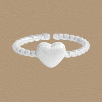 Frosted Heart Twisted Adjustable 925 Sterling Silver Ring