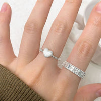 Frosted Heart Twisted Adjustable 925 Sterling Silver Ring