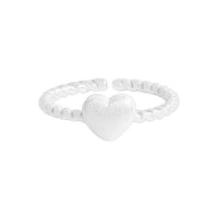 Frosted Heart Twisted Adjustable 925 Sterling Silver Ring