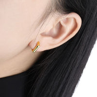 Irregular Geometry Square 925 Sterling Silver Hoop Earrings