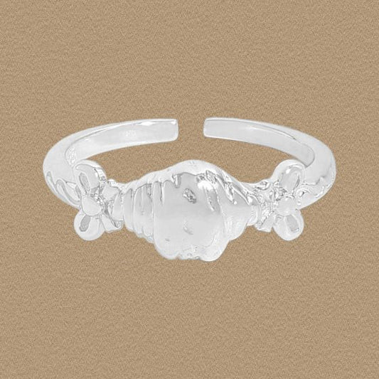 Kesong Croissant Bow-Knot Adjustable Sterling Silver Ring