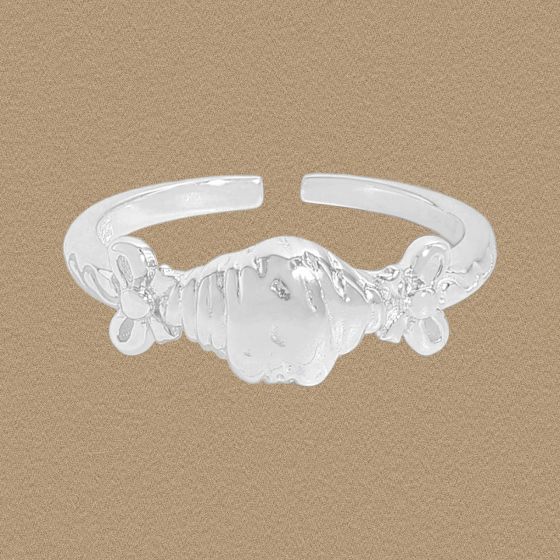 Kesong Croissant Bow-Knot Adjustable Sterling Silver Ring