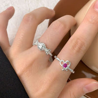 Kesong Croissant Bow-Knot Adjustable Sterling Silver Ring