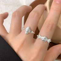 Kesong Croissant Bow-Knot Adjustable Sterling Silver Ring