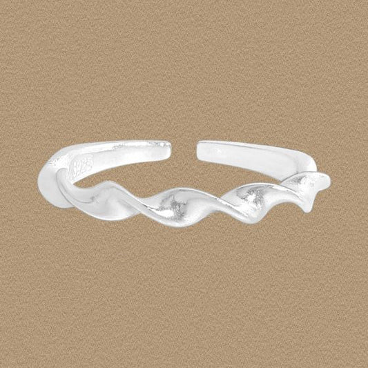 Twisted Wave Adjustable 925 Sterling Silver Ring