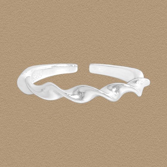 Twisted Wave Adjustable 925 Sterling Silver Ring