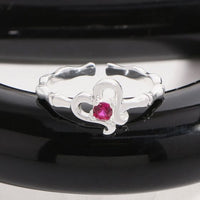 Hollow Heart Cubic Zirconia Adjustable 925 Sterling Silver Ring