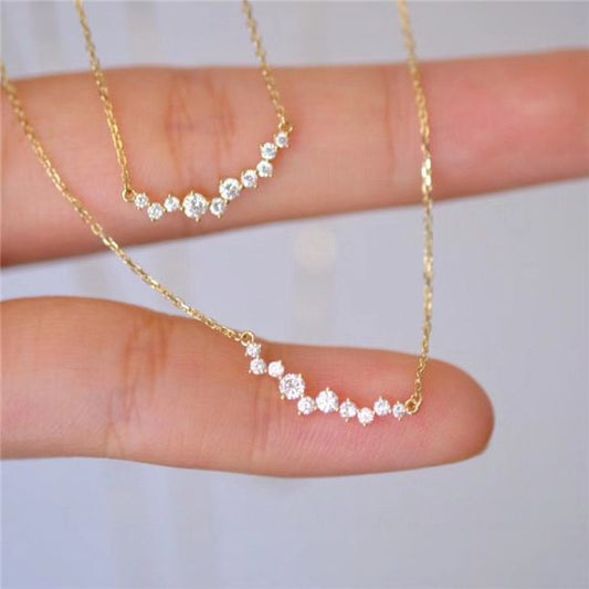 CZ Smile Necklace, 925 Sterling Silver