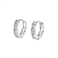 Minimalist Geometric Crystal S925 Sterling Silver Hoop Earrings