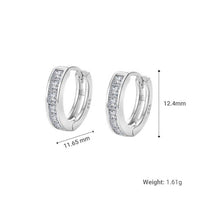 Minimalist Geometric Crystal S925 Sterling Silver Hoop Earrings