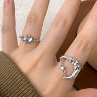 Natural Opal Heart Adjustable 925 Sterling Silver Ring