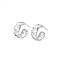 Quilted Pattern S925 Sterling Silver Hoop Earrings