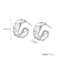 Quilted Pattern S925 Sterling Silver Hoop Earrings
