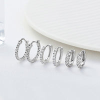 Geometric Crystal Sterling Silver Hoop Earrings