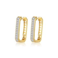 Geometric Crystal Sterling Silver Hoop Earrings