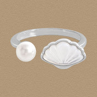 Offic Natural Pearl Shell Sterling Silver Adjustable Ring
