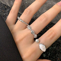 Offic Natural Pearl Shell Sterling Silver Adjustable Ring