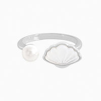 Offic Natural Pearl Shell Sterling Silver Adjustable Ring