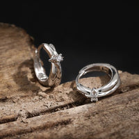 Shining Star Crystal Sterling Silver Hoop Earrings