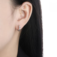 Shining Star Crystal Sterling Silver Hoop Earrings