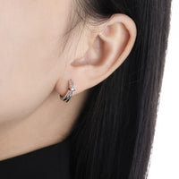 Shining Star Crystal Sterling Silver Hoop Earrings