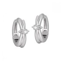 Shining Star Crystal Sterling Silver Hoop Earrings