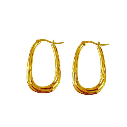 U-Shape Geometric 925 Sterling Silver Hoop Earrings
